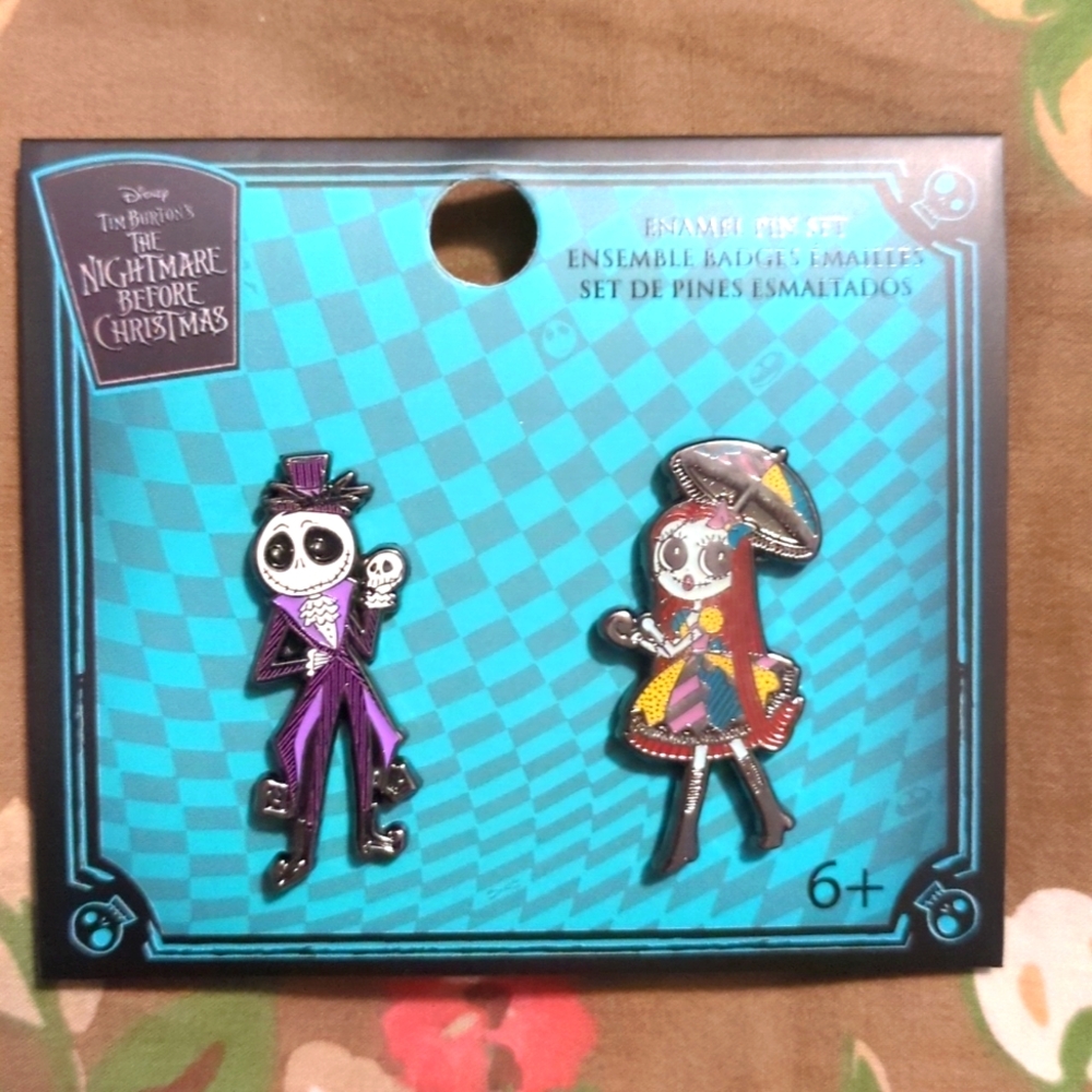 ✨Loungefly Nightmare Before Christmas Jack Sally Fancy 2pk enamel pin